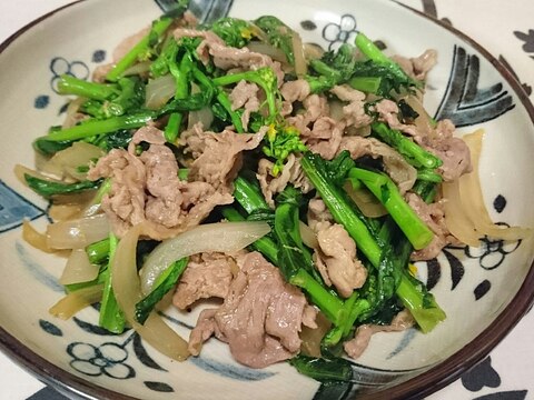 春を感じる！菜の花と豚こまのしょうが焼き